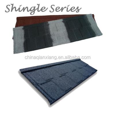 China Interior Decoration Steel Base Aluminum Zinc Series Steel Shingle Color Stone+ Roofing Tile for sale