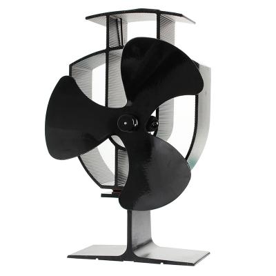 China No Need Battery Low Noise Eco Friendly Wood Fan Or Electricity High Airflow Burner Anodized Aluminum No Need Battery Heat Powered Stove Fan for sale