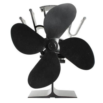 China Black Powered Aluminum 4 Blades Heat Burner Mute Stove Fan for sale