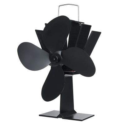 China No Need Electricity Four Blades Log Burner Fan Household High Efficiency Heat Dissipation Pellet Stove Fan Pedestal Wood Fuel Saving Fan for sale