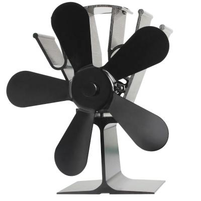 China Need 5 Battery Or Electricity Factory Price Blade Free No Need Battery Chimney Fan Anodized Aluminum Fan Suitable For Tent Stove Wood Log Burner for sale