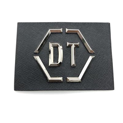 China Sustainable High Quality Custom Emboss Leather Jeans Labels Brand Metal Logo Leather Patches For Apparel for sale