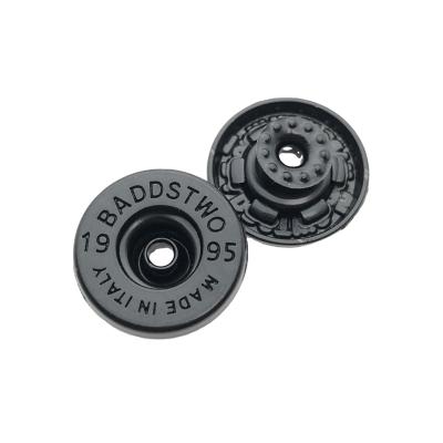 China Dismountable Shiny Engraved Black Buttons Lead Free Dry Cleaning Instant Sale Jeans Metal Shrink for sale