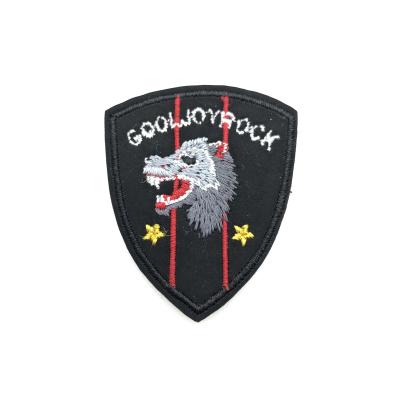 China Wolf Clothing Hot Sale 3D Fabric Simple Custom Iron On Embroidered Patches for sale