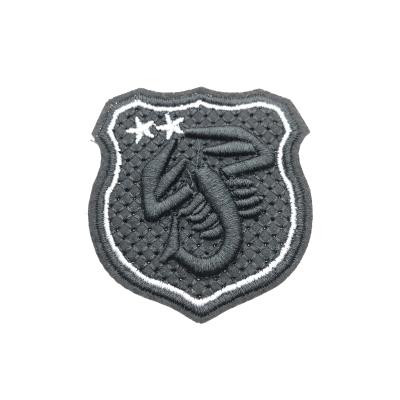 China 3D High Quality Custom Black Scorpion 3d Canvas Sew On Embroidered Patches For Garment for sale