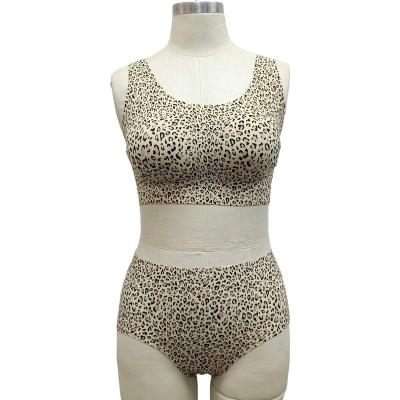 China Women's Sexy Leopard Underwear Breathable Bra Suit, Triangle Pant Suit Lightweight Breathable Summer Essential Underwear for sale