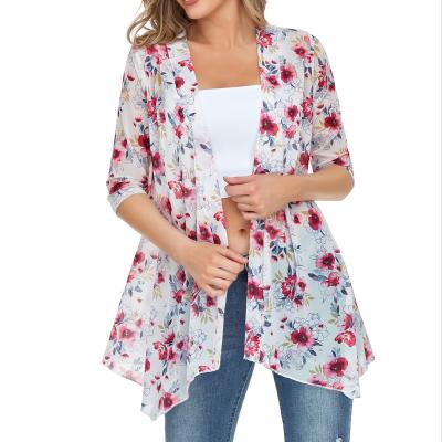 China 2022 New Printed Anti-wrinkle Shirt Women's Spring Thin Coat Middle Sleeve Top for sale