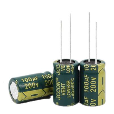 China 200V 100uF Low Resistance Primitive High Frequency Power Adapter Electrolytic Capacitor 13x21mm for sale