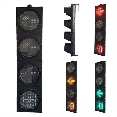 China Flip Door +Detachable Aspect 200MM 4-Aspect RYG Left Arrow With Countdown Timer Road Traffic Light Manufacturer for sale