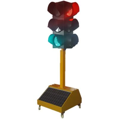 China Mobile+Adjustable Height+Solar 3-Aspect 4-Face Mobile Solar Power Traffic Light With Four Wheel for sale