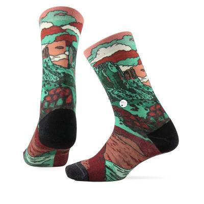 China Pink Crazy Fun Pattern Compression Cotton Unisex QUICK DRY Unisex Long Printed Socks Over The Calfskin Custom Printed Socks for sale