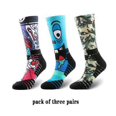 China QUICK DRY Light Blue Compression Socks Tennis Neutral Cycling Up Printing Socks Pattern Crazy Fun Stocking Tube Along for sale