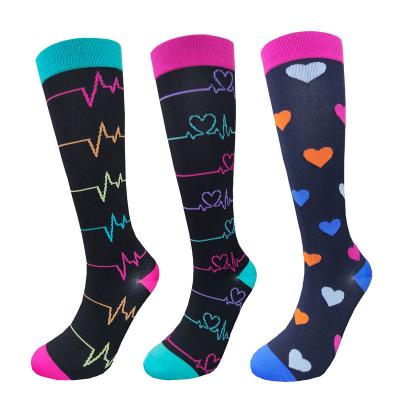 China Medical Unisex Graduated High Fun Women Men Breathable Long Socks Breathable Running Sports Nurse Marathon Compression Nursing Socks for sale