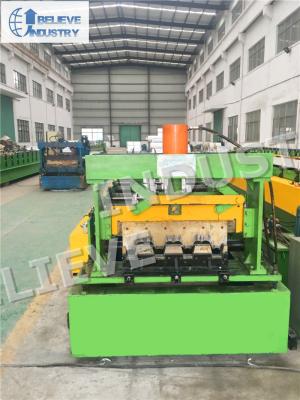 China Metal Floor Deck Roll Forming Machine , Hydraulic Cutting Type Cold Roll Former for sale