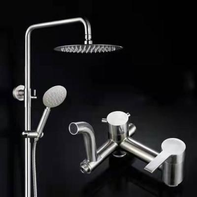 China With Slide Bar Wall Mount Bathroom Waterfall Bath Faucet Stainless Thermostatic Shower Faucets Mixer Pull for sale