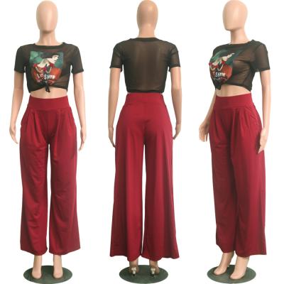 China Anti-wrinkle Autumn Hot Sale Fashion Cool 2021 Flared Leg Wide Leg Women's Casual Pants for sale