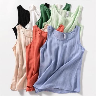 China Summer QUICK DRY women's sleeveless cotton and canvas tops women's tank top T-shirt crop tops for sale