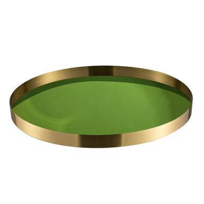 China Light Luxury Hotel Tray Customized Light Luxury Brass Upscale Metal Hotel Tray Gold Round Serving Tray for sale