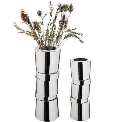 China Modern light luxury silver high-end office metal hotel vase bamboo vase vase customization mirror 304 stainless steel bamboo vase ornaments for sale