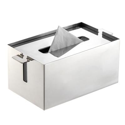 China Simple creative luxury modern guest drawer light design mirror stainless steel tissue box decorative tissue box for hotels for sale