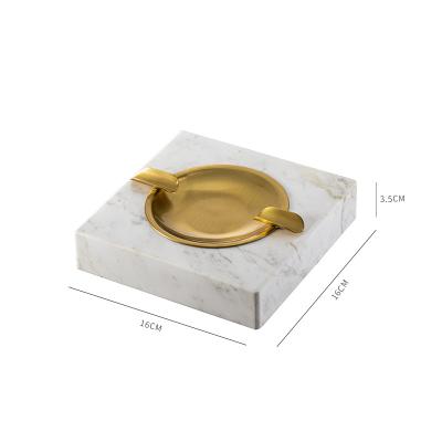 China European American home coffee table ashtray home style natural marble brass ashtray pure brass American living room high-grade model for sale