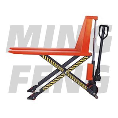 China Hotels mingfeng pedal electric scissor lift truck hydraulic handling platform for sale