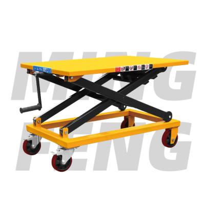 China Hotels mingfeng MPT150 ​​MPT2000 MPTD1000 manual hand hydraulic platform lift trolley for sale