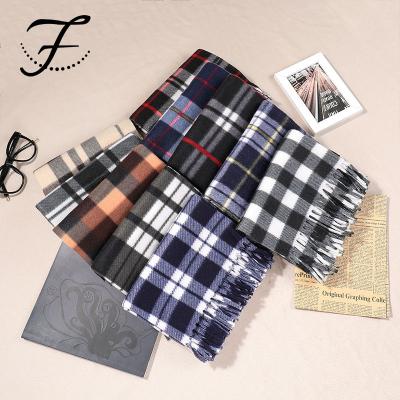 China European American FIONA RTS Cheap In Stock Tassel Ties Woven Plaid Check Mens Winter Scarf for sale