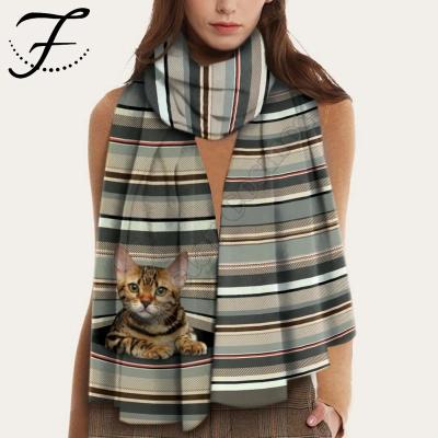 China Soft Touch Feeling FIONA Custom Women Autumn Fashion Pattern Shawls Winter Cute Animal Printing Warm Scarf for sale