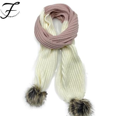 China Chunky Autumn Pom Poms Winter Warm Cashmere Wraps Scarves FIONA Custom 2022 New Acrylic Women's Chunky Shawls Knit Lcelandic Thick Scarf for sale