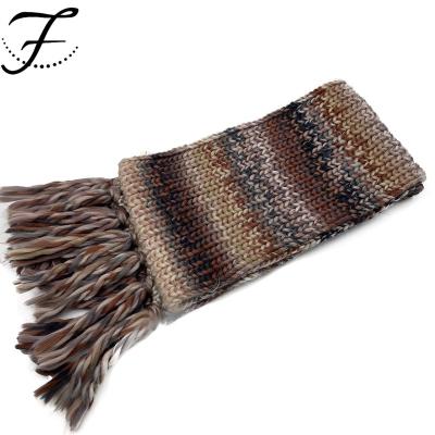 China FIONA Custom Acrylic 2022 High Quality Multi Color Women Female Scarves Stretch Tassels Autumn Snood Winter Warm Shawls Mixed Knit Scarf for sale