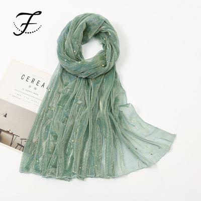 China Wholesale Elegant FIONA Wrap Large Soft Cool Summer Hot Gold Lurex Printing Lightweight Scarf Women for sale