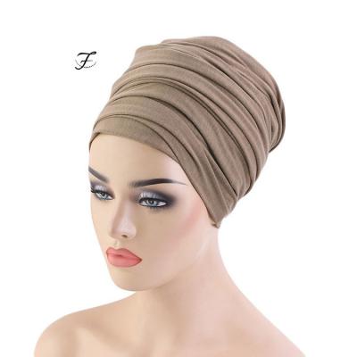 China Custom Soft Touch Feeling FIANO Women Stretch Tank Top Knit Soft Urban Turban Hijabs Tie Wrap Hair Scarf Headwraps Long African for sale