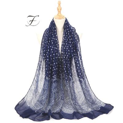 China FIONA Custom Long Wrap Scarf Elegant Veil Light Screen Printed Scarves Printed Graceful Ladies Hijabs Lightweight High Quality Scarf for sale