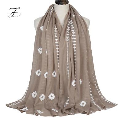 China FIONA RTS New Modern Women's Elegant Autumn Cape Shawls Elegant Thin Pashmina Embroidery Spring Scarf for sale