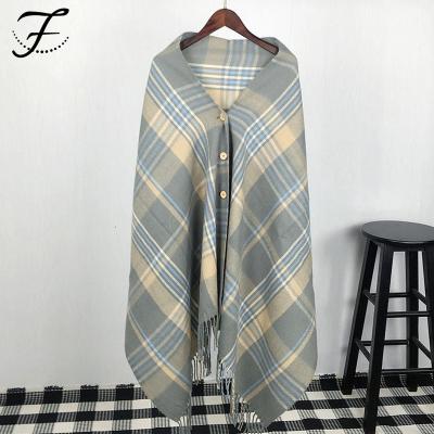 China Soft Touch Feeling FIONA New Fashion Shawls Scarves Women Autumn Winter Retro Cashmere Plaid Warm Shawl Custom Wholesale European American for sale