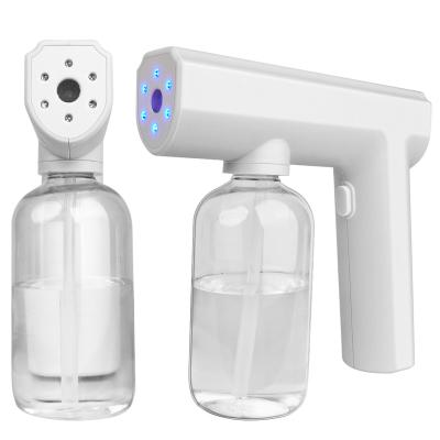 China USB Plastic Blue Light Blue Cordless Portable Electric Cordless Rechargeable Atomizer Spray Gun 300ml Disinfection Steamer Home Spray Gun for sale