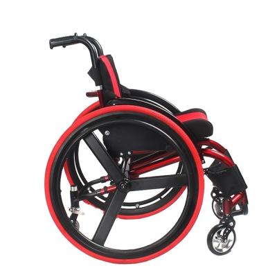 China Aluminum Alloy Easy Operation Folding Comfortable Adjustable Carbon Steel Disabled Patient Wheel Chair For Sports for sale