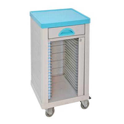 China Modern Durable Medical Clip Cart ABS Patient Medical Record Car With Drawers for sale