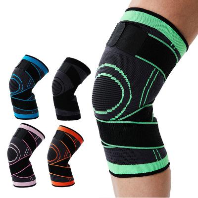 China Adjustable Elasticity Compression 3D Knee Brace Support Breathable Weaving Knee Brace with Adjustable Strap for sale