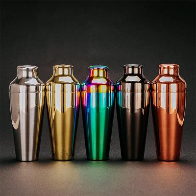 China Wholesale Cocktail Shaker Bar Tools Shaker Home Rainbow Stainless Bottle Metal Cocktail Shaker for sale