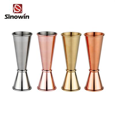 China Sustainable Custom Capacity Sizes Double Logo Ring Wine Cocktail Bar Measuring Cup Stainless Steel Measuring Jigger for sale