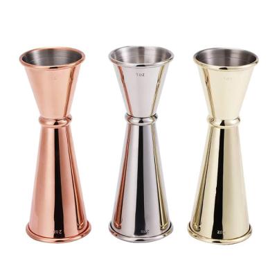 China Sustainable Custom Capacity Sizes Double Logo Ring Wine Cocktail Bar Measuring Cup Stainless Steel Measuring Jigger for sale