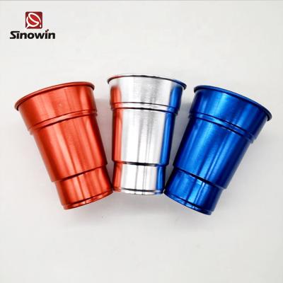 China Sustainable Custom Reusable Stackable Durable Aluminum Cups For Outdoor Camping Cold Party Mug Drinks Beer Coke for sale