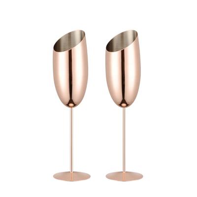 China Best Selling 200Ml Party Viable Wedding Goblet Champagne Glasses Red Wine Glasses And Retro Flutes Stainless Steel for sale