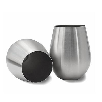 China Viable Custom Portable Egg Shaped Metal Travel Mug Stainless Steel Wine Tumbler Vacuum Stemless Wine Glass For Outdoor Events Picnics for sale