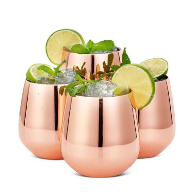 China Viable Factory Custom Luxury Personalized Copper Plated Stainless Steel Stemless Red Wine Egg Glass-Metal Wine Glasses for sale