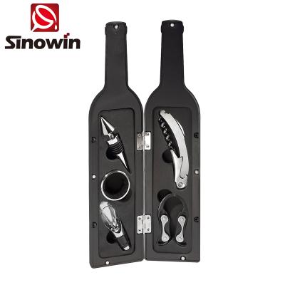 China Viable accessory gift of wine bottle set in a black bottle shaped crate for sale