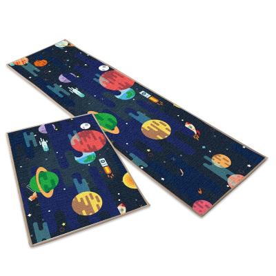 China Rainbow Design Star and Galaxy Painting Washable Kitchen Mat Rug for sale