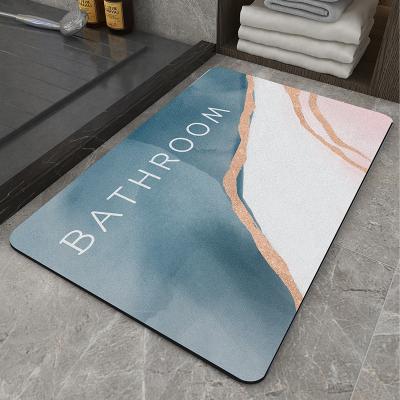 China 40X60CM Washable Floor Mat Super Absorbent Patterned Bathroom Mats Non Slip Bathroom Rug for sale